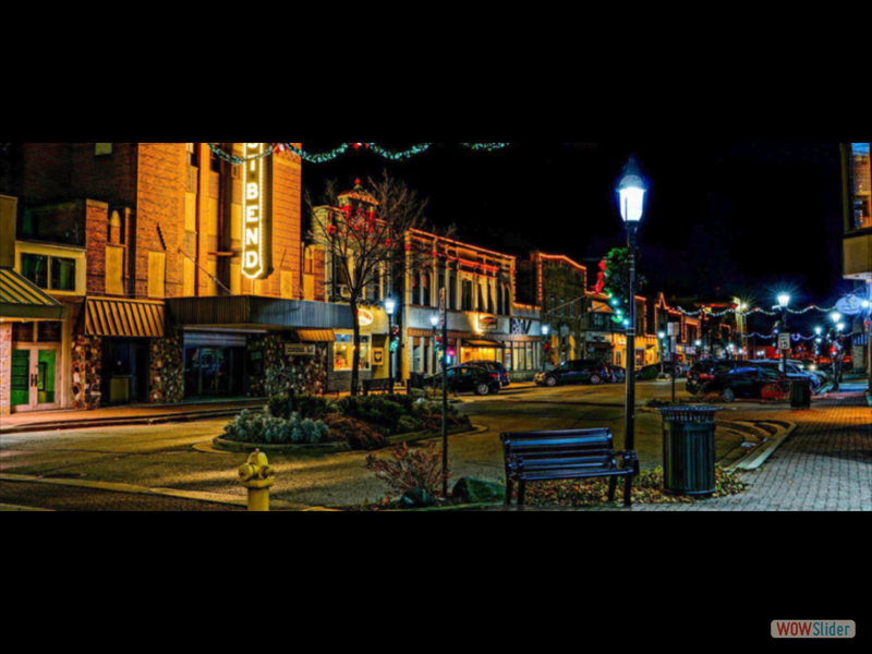 Downtown West Bend at night